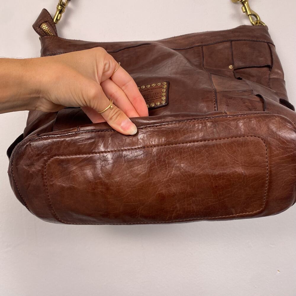 NWT CAMPOMAGGI Edera Shoulder Bag in Brown Woven Leather - Picture 5 of 10